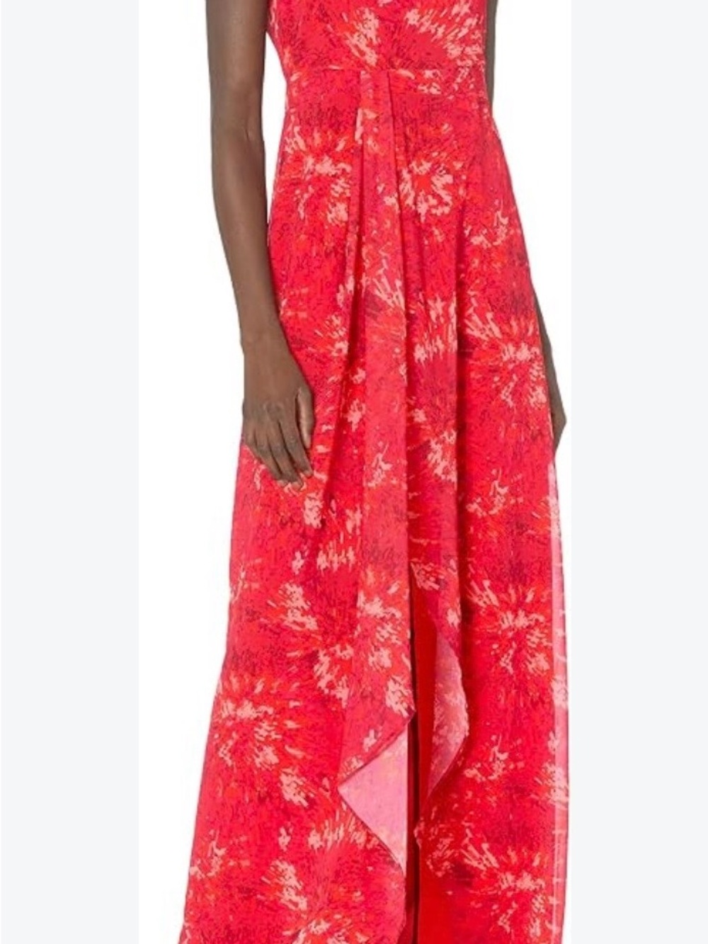 Halston Heritage Red Floral Print Maxi Dress